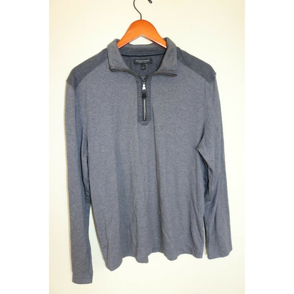 Banana Republic Luxury Touch Long Sleeve 1/4 Zip Jacket Men's Size L Gray